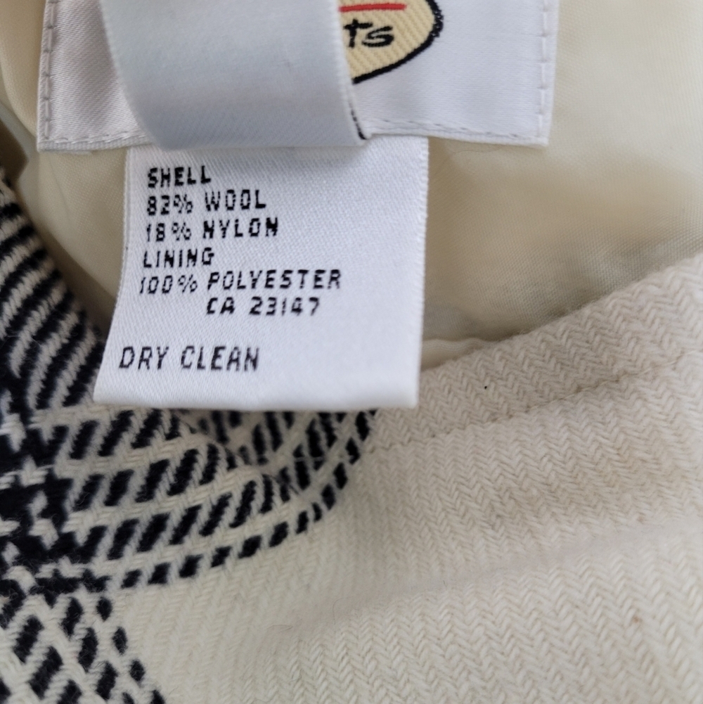 Talbots Vintage Plaid Skirt Size 12 Black & White Knit With Pockets Classic - Picture 8 of 8